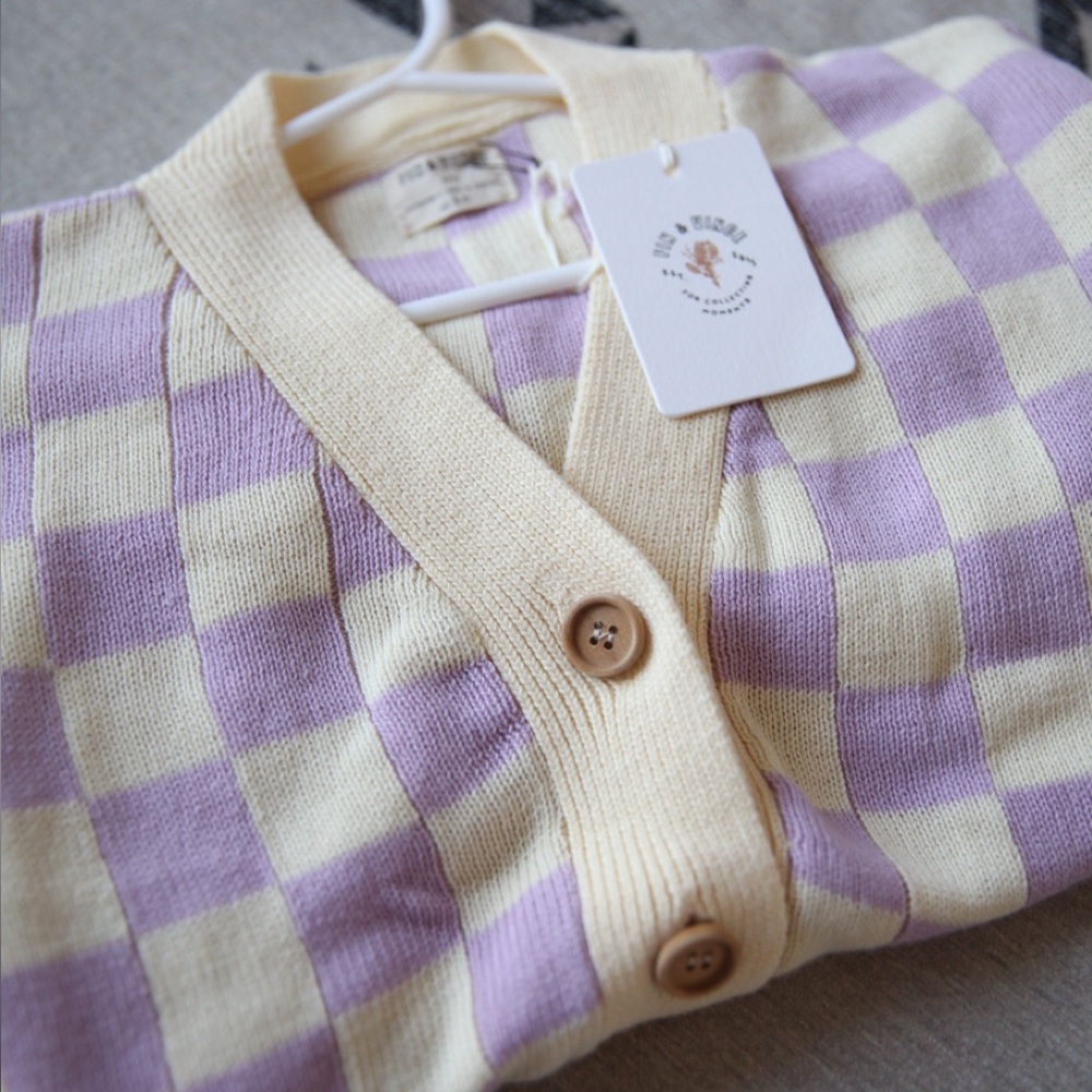 Fin and Vince check cardigan size 6/7 BNWT